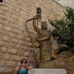 We also went to the "traditional" stop were David is buried. This is the statue outside the tomb of David playing the harp. (He was definitely not buried there.)