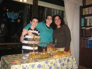 Celebrating Chanukah with a few members of my extended family in Israel