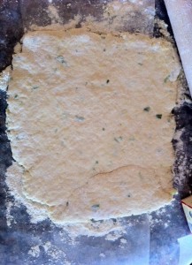 Scallion-flecked dough
