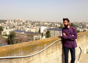 Joel (Spring '13) listening to the Yom HaShoah siren on the roof of Pardes - by Rachel Rosenbluth (Spring '13)