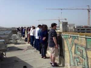 Pardesniks listening to the Yom HaShoah siren on the roof of Pardes - by Rachel Rosenbluth (Spring '13)